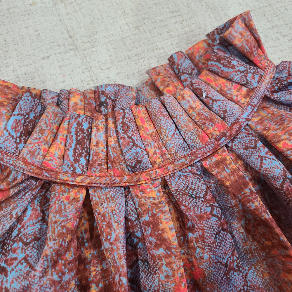 Caroline Hill Snakeskin Print Mock Neck Blouse Womens size Small Orange Blue - Picture 3 of 9